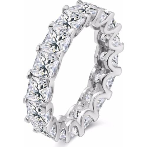 Fashion jewelry 100% New Brand Design White Gold GF shinning Crystal Wedding Band Ring Sz 6-8 Gift the whole row with color