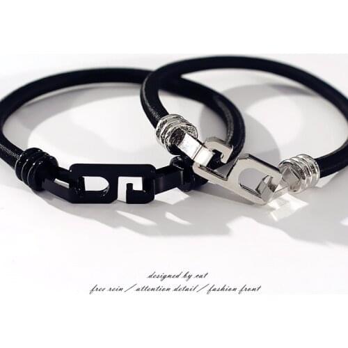 Couple Bracelet Silver Color Black Number 6 Bracelet Charm Casual Women Trendy Bangle Mens Rope Couple Fashion Jewelry