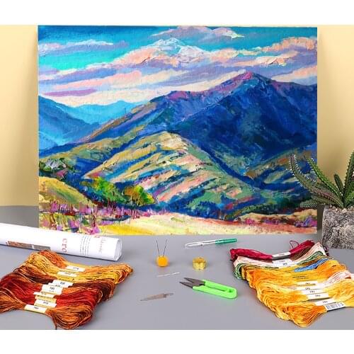 Landscape Moumt Strimba Printed 11CT Cross Stitch Embroidery Complete Kit DMC Threads Sewing Handiwork Handicraft Adults