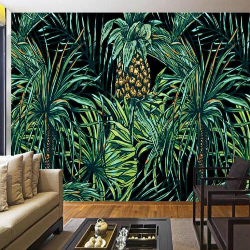 Custom 3D Wallpaper for Walls 3d Wall Paper Background Painting Mural Hand painted Southeast Asian style palm leaves wallpaper