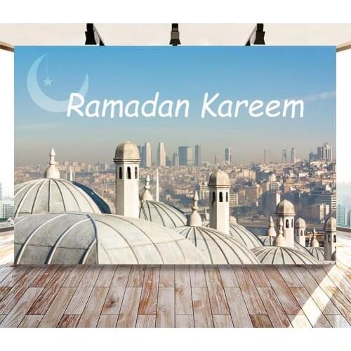 Ramadan Kareem Celebration Photo Backgrounds Islamic Mosque Dubai Palace Buildings Photography Backdrop Party Table Decor Poster
