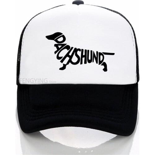 Simple Dachshund Dog Print Women Baseball Cap Cotton Casual Funny Cartoon Men Women Baseball Mesh Net Trucker Cap Dad Hat