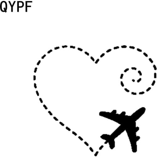 QYPF 15.5CM*13.9CM Airplane Drawing A Heart Swirl Love Sweet Vinyl Motorcycle Car Sticker Decal Graphical C15-0693