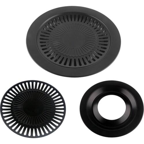 Non-stick korean gas barbecue roasting round frying pan grill meat burner for bbq heat plate grills cooking tools cookware