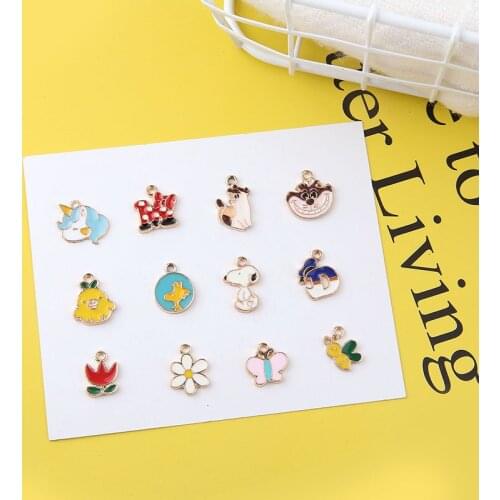 Diy jewelry making 40pcs/lot alloy drop oil cartoon animals/letter/flowers shape metal floating locket pendant charms