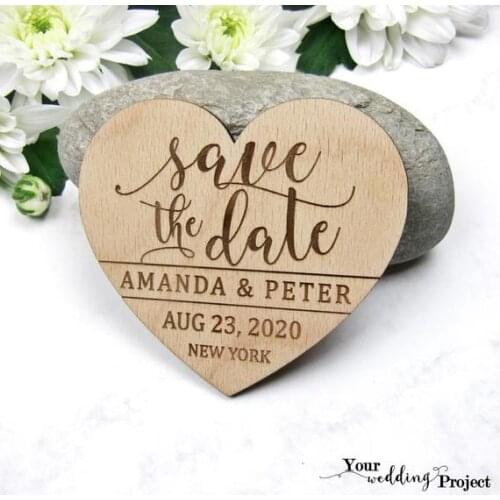 Heart Save the Date, Wood Save the Dates, Wedding Invitation, Wedding Favors, Rustic Save the Date, Wooden Magnet