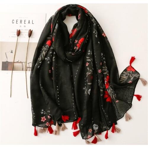 Long Women Hijab Scarves Geometric Pattern Ladies Shawl Scarf Spring Head Wraps Soft Pashmina Foulards 180x90cm