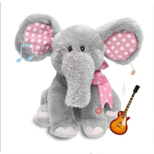 Blue/Pink Electronic Elephant Animals soft Plush Pet Doll Swing Ears Dancing Singing Baby Birthday Gift Cheap-toy A088