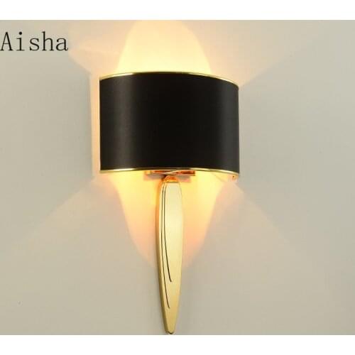 LED Fabric Wall Lamp Living Room Wall Lamp Black/White Lampshade Hotel Bedroom Aisle Villa Lighting Decorative Lamp