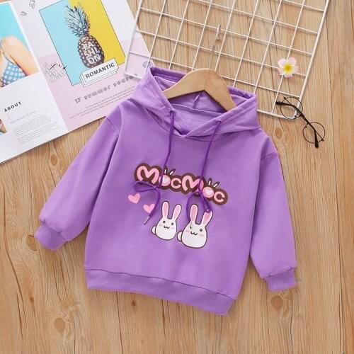 2021 Spring Autumn Womens Cotton Cartoon Printing Fashion Korean Loose Hooded Long Sleeve Girls' Coat Tunic Boys Sweatshirts