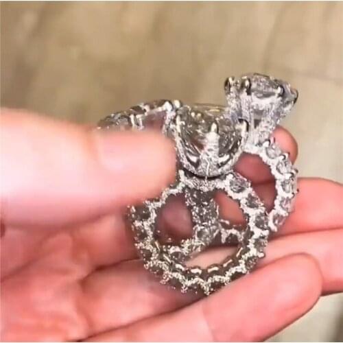 Vintage Round Pear cut 8ct Lab Diamond Ring 925 sterling silver Jewelry Engagement Wedding band Rings for Women men Bijou Gift