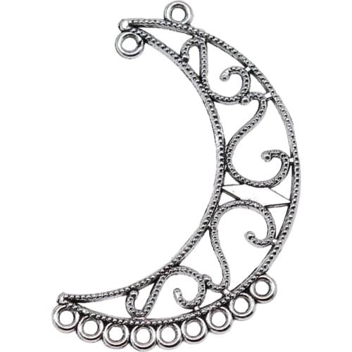 WYSIWYG 4pcs 45x10mm Filigree Crescent Moon Connectors Charms Jewelry Making For Earring Making