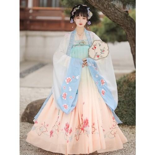 XinHuaEase Fox Ancient Hanfu Dresses Womens Chinese Traditional Style Summer Authentic Oriental Tang Dynasty Fairy Chest Outfit