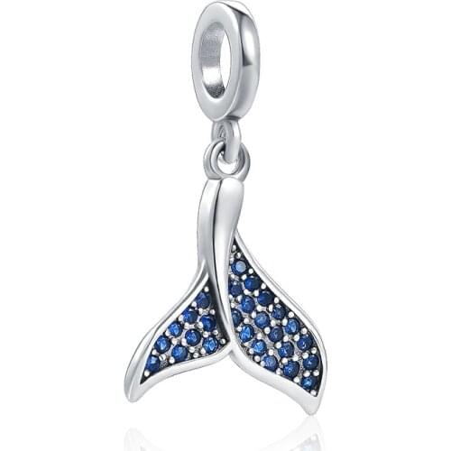 New 925 Sterling Silver Blue Mermaid Bead Dangle Charms Fit Original Pandora charm Bracelets necklace For Women DIY Jewelry Gift