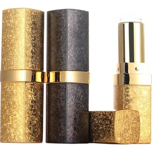Gold Square Plastic Lip Rouge Sub Packaging 12.1mm Cosmetic Lipstick Tube Beauty Lip Balm Container 30Pcs/Lot