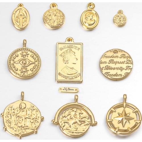1pc Star Charms for Jewelry Making Supplies Gold Coin Charm Pendant Diy Design Charms for Earrings Necklace Bracelet Copper