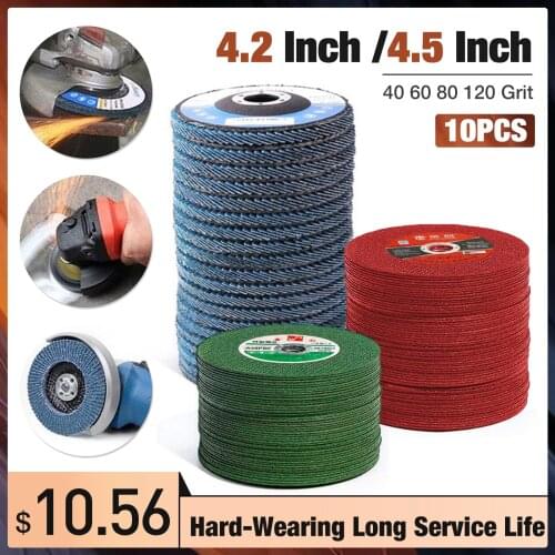10pcs Professional Flap Discs 115mm 4.5 Sanding Discs 40/60/80/120 Grit Grinding Wheels Blades For Angle Grinder