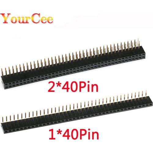 10pcs 1x40 2x40 Pin Pin Row 2.54mm Spacing Right Angle 90 Degree Single Double Row Female Socket Header Rectangular Connector