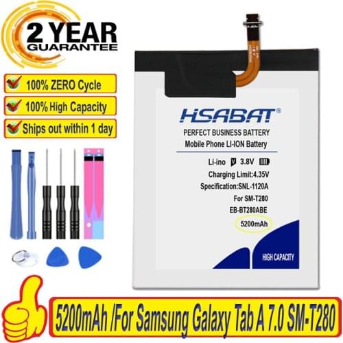 100% Original HSABAT 5200mAh EB-BT280ABE Battery For Samsung Galaxy Tab A 7.0 SM-T280 T280 T285