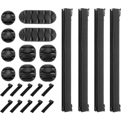 24Pcs Cable Organizer Set Cable Sleeves with Reusable Wire Perfect for TV Computer Home Office Desk Cable Management