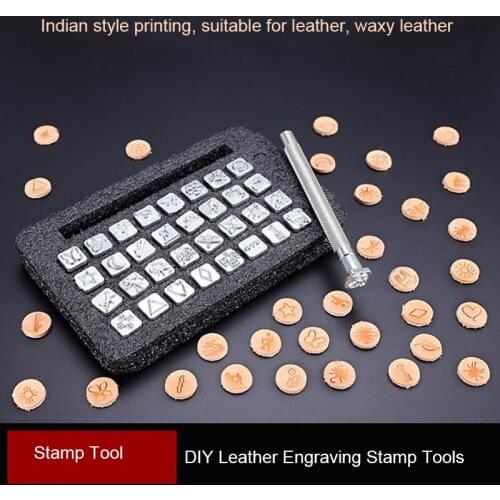 32 Style Metal Leather Carving Printing Tool DIY Manual Leather Craft Stamps Art Pattern Leather Stamping Printing Tools