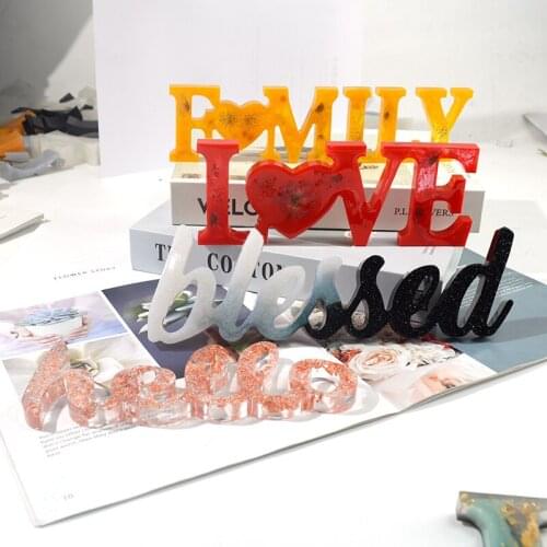 6 Pcs Letters Resin Mold Silicone DIY Crafts Casting Molde Silicona Letras Alphabet Mold HOME LOVE Handmade Sign Decoration