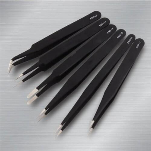 Mobile phone electronic repair stainless steel pointed elbow birds nest picking tools long pliers anti-static small tweezers
