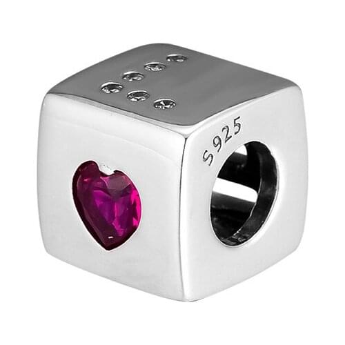 Authentic 925 Silver Beads For Jewelry Making Love Dice Charm Heart Charms For Woman Fits European Bracelets & Bangle Fashion St