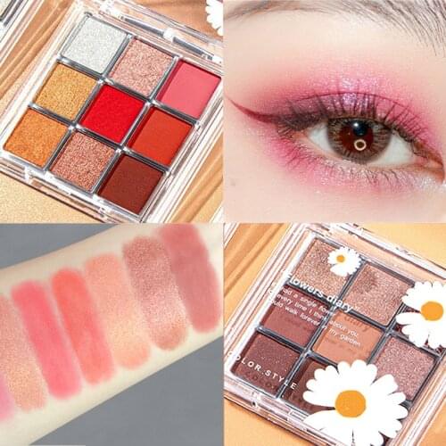 Glitter 9Colors Eyeshadow Palette Professional Women Natural Matte Eye Makeup Waterproof Long-Lasting Not Smudge Cosmetic