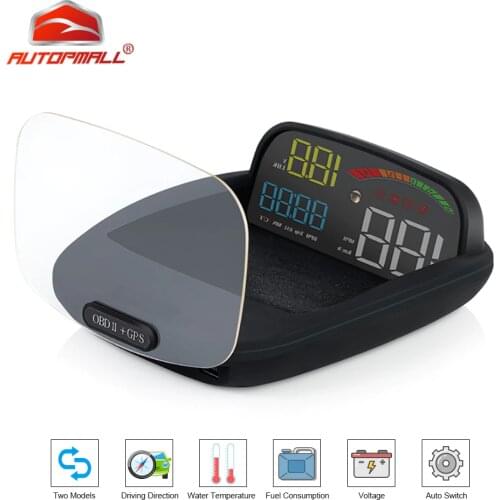 Head-Up Display OBD II GPS Speedometer Alarm Function Practical 2 In 1 HD C800 On-board Computer Speed Projector Car HUD