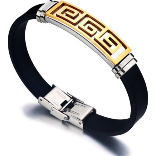 Couples Bracelet Hollow Two-Color Great Wall Pattern Bracelet Casual Men and Women Bracelet Cool Bracelet
