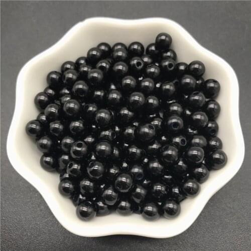 4mm 6mm 8mm 10mm Black Imitation Pearls Acrylic Beads Round Pearl Spacer Loose Beads For Jewelry Making