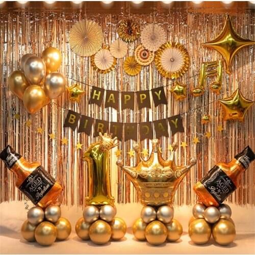 Black gold style Fancy party balloons DIY decoration helium foil latex balloon for wedding birthday party ballon