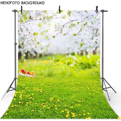 Mehofoto Spring Flower Scenery Photography Backdrop Green Grass Photo Booth Background Studio Easter View Art Photo Poster 380