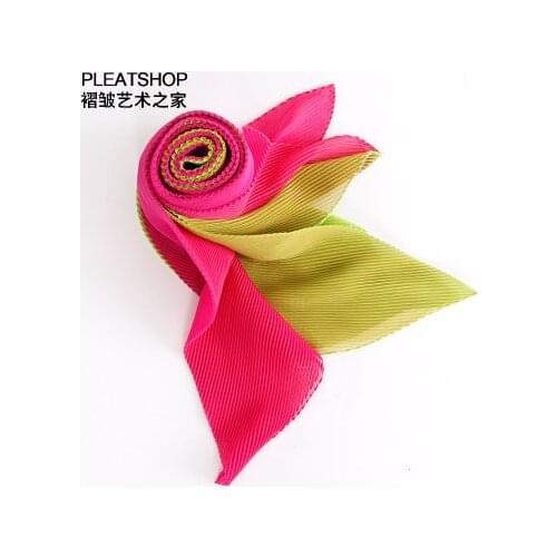 HOT SELLING miyake pleated patchwork color block chiffon soft folding scarf elastic candy color scarf all-match IN STOCK