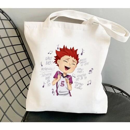 Haikyuu Canvas Shopping Tote Bag Reusable Fly Karasuno Haikyuu Print Women Eco Shoulder Bag Book Bag Teacher Handbag Shopper