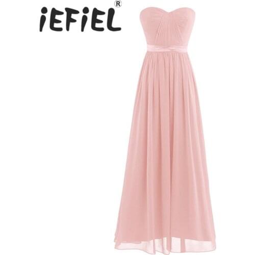 IEFiEL Elegant Summer Women Prom Party Maxi Dresses Women Adults Chiffon Pleated High-waisted Bridesmaid Tulle Long Formal Dress