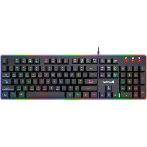 Redragon K509 USB Membrane gaming keyboard ergonomic 7 color LED backlit keys Full key anti-ghosting 104 wired PC Computer gamer