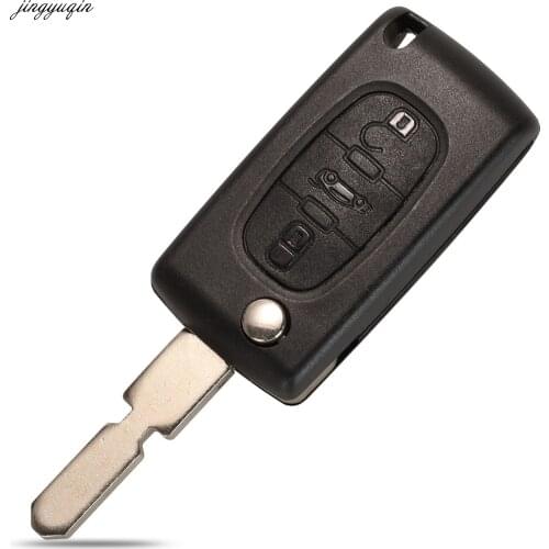 Jingyuqin 10pcs Remote Car Flip Key Case Shell For Peugeot 406 607 CE0536 With Battery Holder Clip NE78 Blade 3 BTNS Replacement