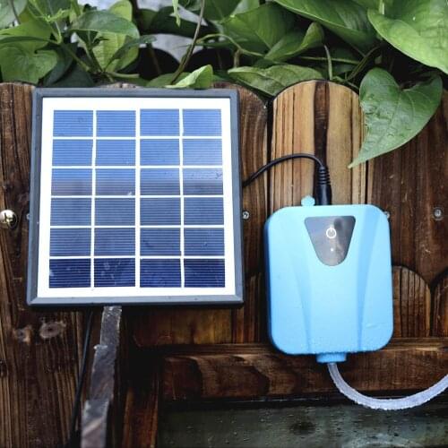Solar Powered/DC Charging Oxygenator Water Oxygen Pump Pond Aerator with 1 Air Stone Aquarium Airpump 2L/min