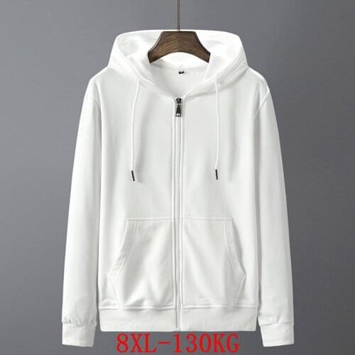 Mens large size zipper hooded sweatshirt 5XL 6XL 7XL 8XL autumn and winter thick black large size casual jacket