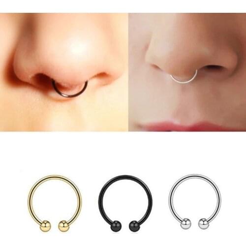 1pcs New Fashion C Shaped Fake Nose Ring Hoop Septum Rings Stainless Steel Nose Fake Piercing No Perforated Body Jewelry 2021
