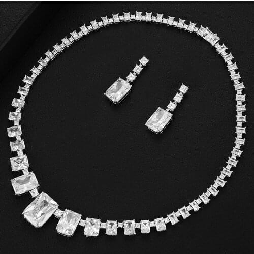 GODKI Gorgeous Luxury Crystal Pendant Necklace+Dangle Earrings Jewelry Set for Bridal Wedding Jewelry Sets Hot Women Daily Party