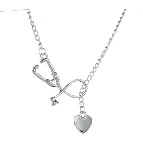 Wholesale Clavicle Short Punk Stethoscope Love Heart Necklace Gothic Jewelry Pendant Girl Gift 2020 New Fashion Accessory