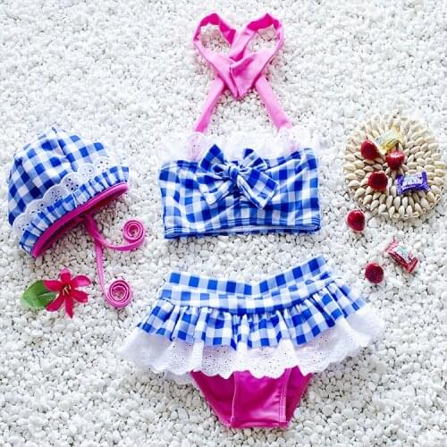 Baby Girls Swimwear Three Pieces Summer Baby Swimsuit Toddler Bathing Suit Dot Girls Swimwear Princess Bikini Infant 18M-5Y