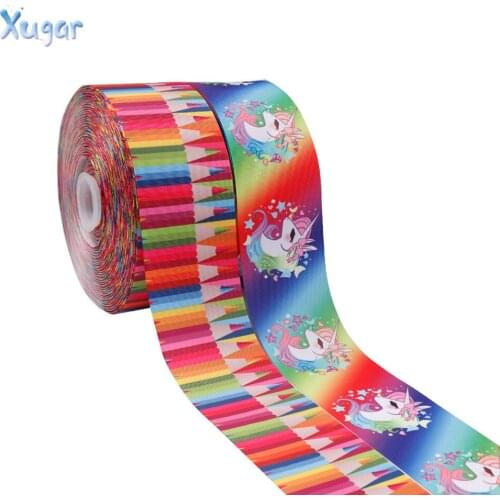2yards 3" 75mm Unicorn Ribbon Gradient Rainbow Back to School Pencil For DIY Head Accessories Gift Wrapping Decorative Materials