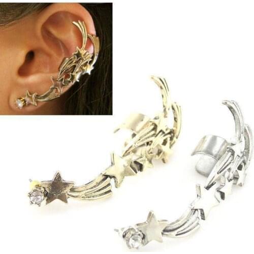 Fashion Punk Pentagram Star Ear Cuff Earings for Women Nightclub Personality Exaggerated Vintage Clip on Earrings 1PC
