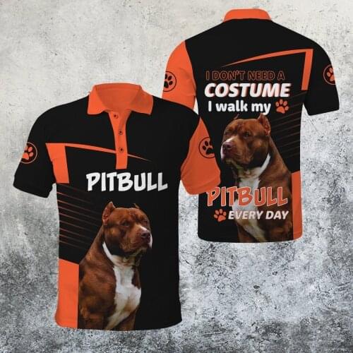 Love Pitbull Dog pattern 3D Printing Mens Polo Shirt Summer Short Sleeve t-shirt Streetwear Casual POLO shirt tops WK03