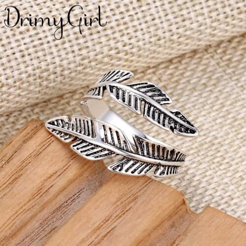 New Hot Sale Exaggerated Adjustable Size Feather Rings For Women Men Girl Party Gifts Minimalist Jewelry 2021