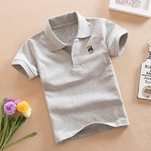 2020 new summer children t-shirts for girls short-sleeve cotton boys clothes t shirt turn-down collar kids tops tees wear